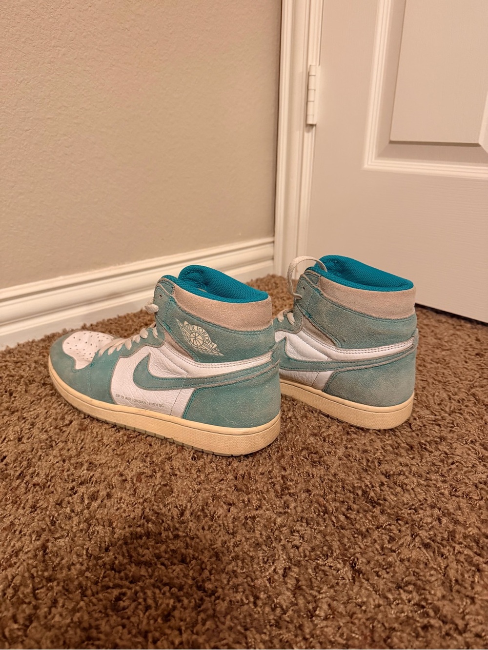 Jordan High-Top Sneakers in Teal and White